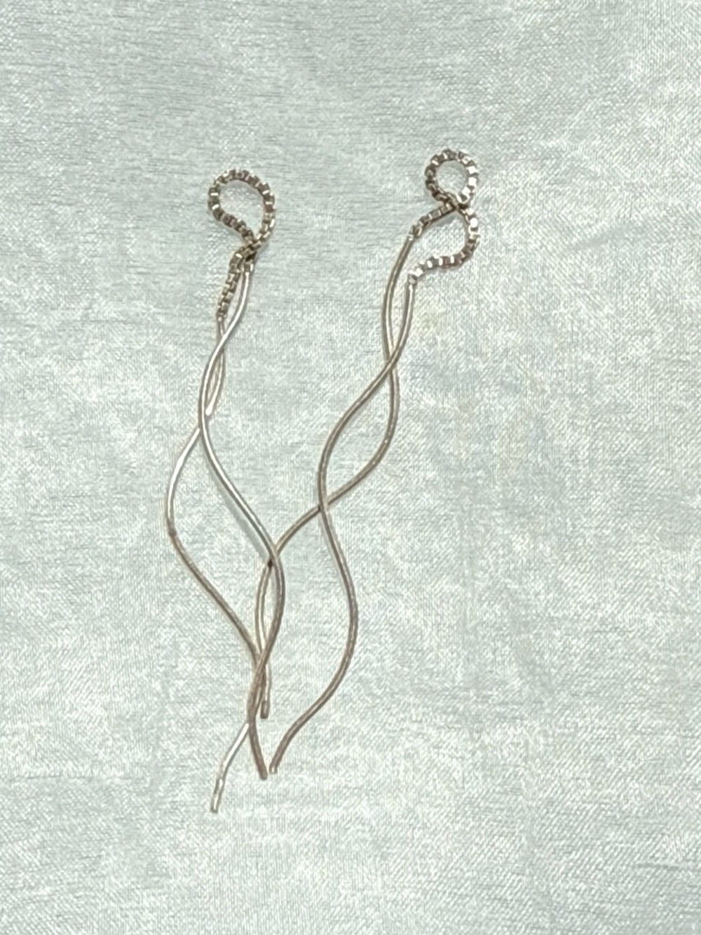 sterling silver chain swirly wavy earrings